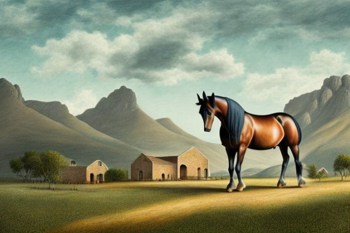 A morgan horse in a rural landscape in paarl