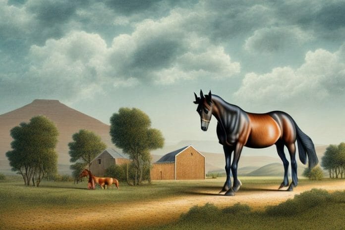 A morgan horse in a rural landscape in oudtshoorn