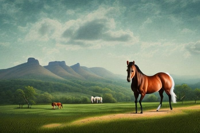 A kentucky mountain saddle horse in a rural landscape in pietermaritzburg