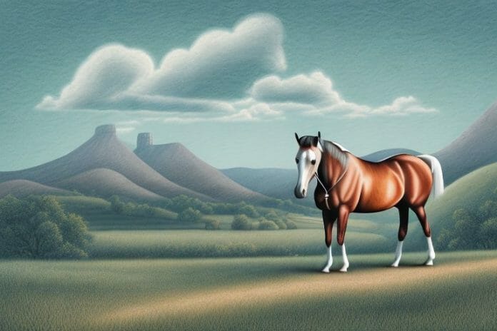A kentucky mountain saddle horse in a rural setting in newcastle