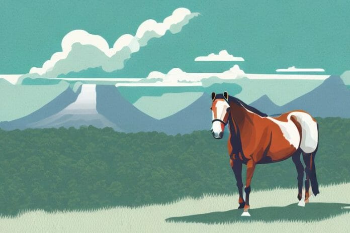 A kentucky mountain saddle horse in a scenic landscape in richards bay
