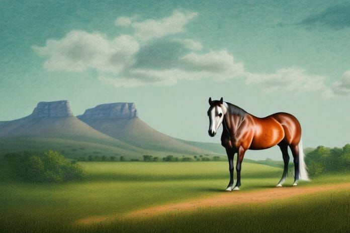 A kentucky mountain saddle horse in a rural landscape in amanzimtoti