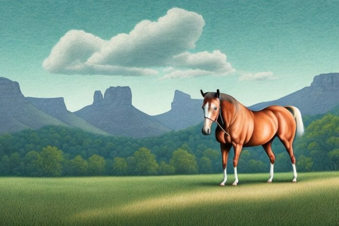 A kentucky mountain saddle horse in a rural setting in pinetown