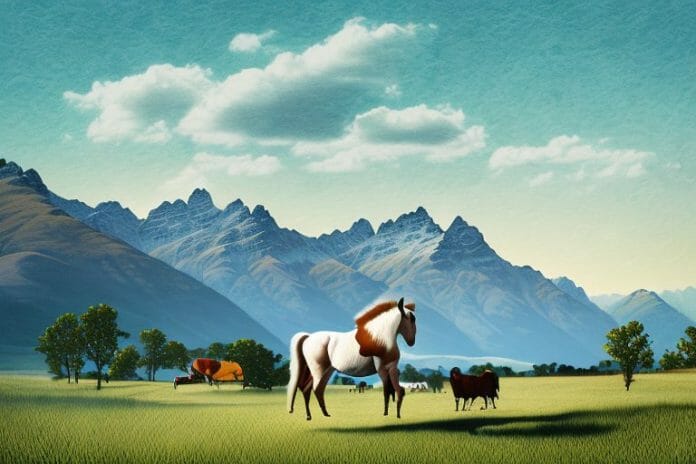 A kentucky mountain saddle horse in a rural setting in queenstown