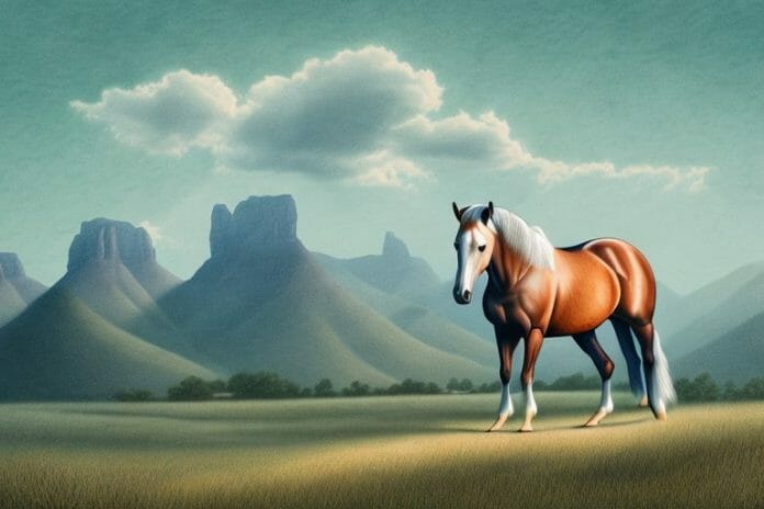 A majestic kentucky mountain saddle horse in a rural south african landscape