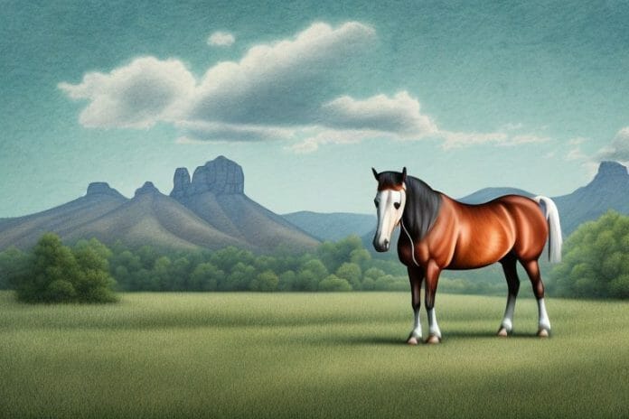 A kentucky mountain saddle horse in a rural setting in virginia