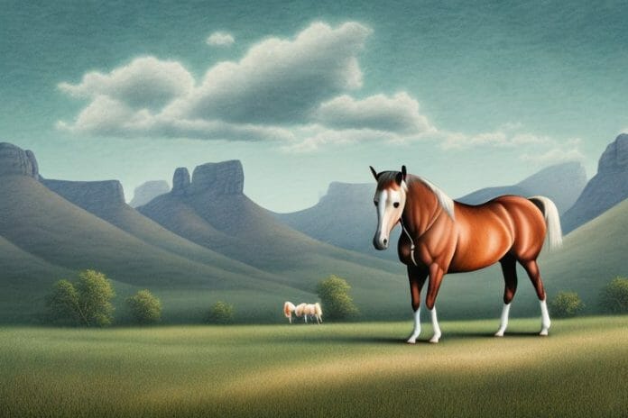 A kentucky mountain saddle horse in a rural setting in south africa