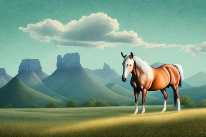 A majestic kentucky mountain saddle horse in a rural south african landscape