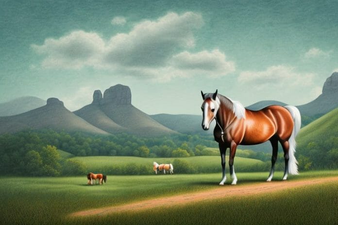 A kentucky mountain saddle horse in a rural landscape in roodepoort