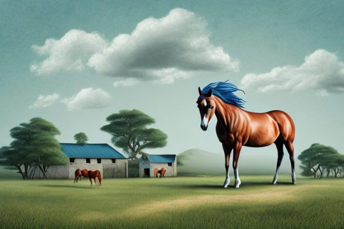 A hackney horse in a rural setting in the eastern cape