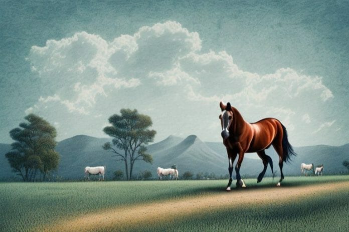 A kentucky mountain saddle horse in a rural setting in kempton park