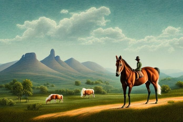 A kentucky mountain saddle horse in a rural landscape in thohoyandou