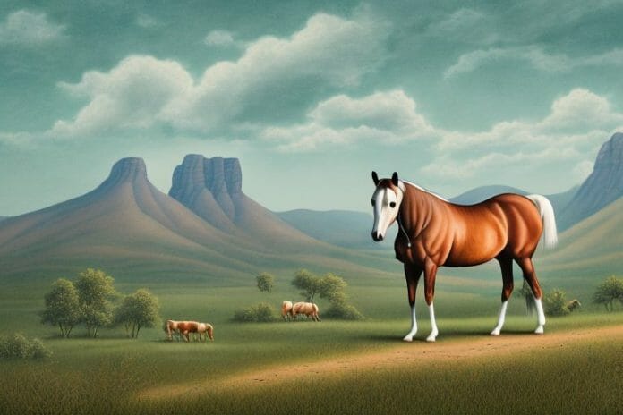 A kentucky mountain saddle horse in a rural landscape in lebowakgomo