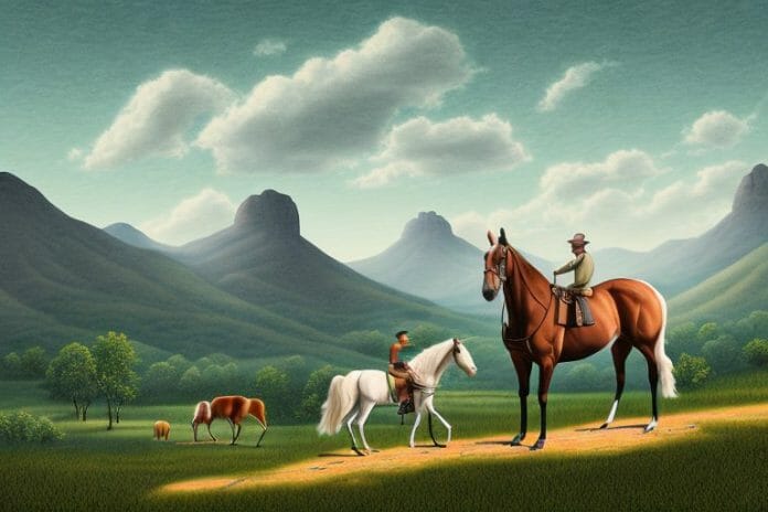 A kentucky mountain saddle horse in a rural landscape in barberton