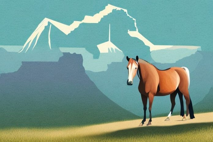 A kentucky mountain saddle horse in a south african landscape