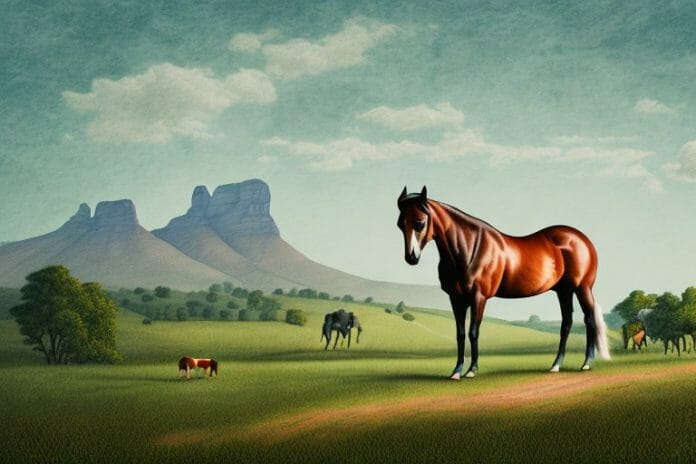 A kentucky mountain saddle horse in its natural environment in rustenburg