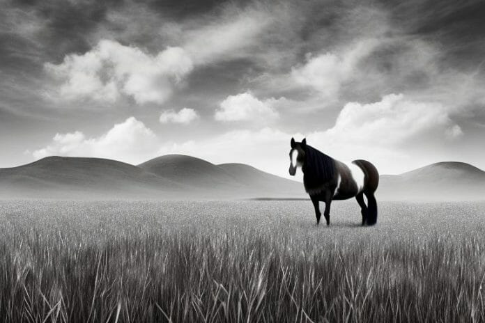A kentucky mountain saddle horse standing in a field in orkney