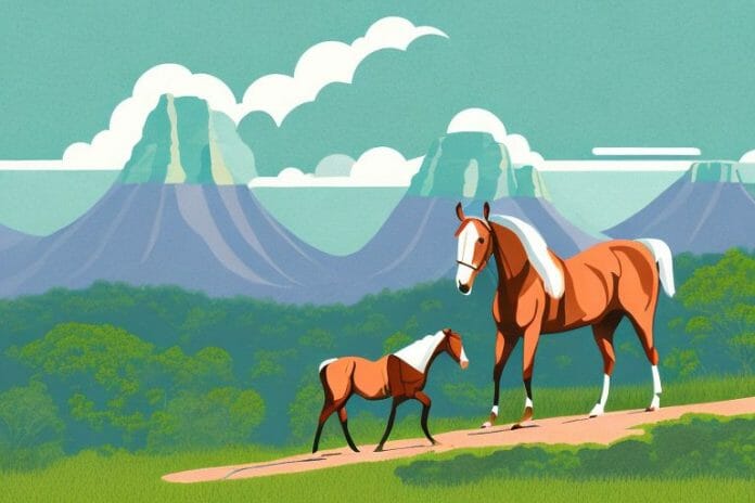 A kentucky mountain saddle horse in a scenic landscape in hartbeespoort