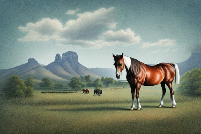 A kentucky mountain saddle horse in a rural setting in lichtenburg