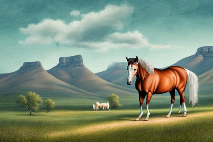 A kentucky mountain saddle horse in a rural setting in the western cape of south africa