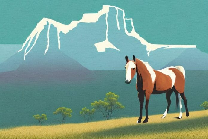 A kentucky mountain saddle horse in a scenic south african landscape