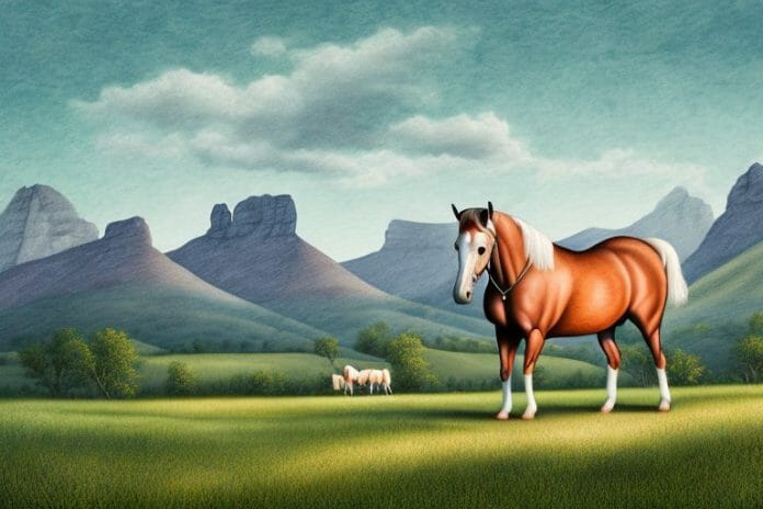 A kentucky mountain saddle horse in a rural setting in stellenbosch