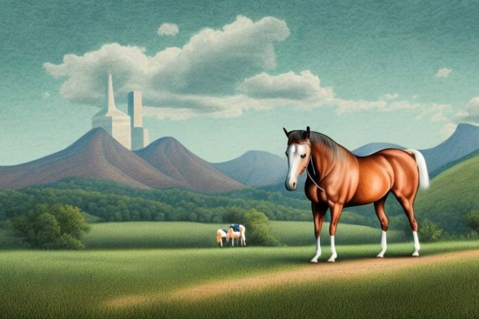 A kentucky mountain saddle horse in a rural landscape in south africa