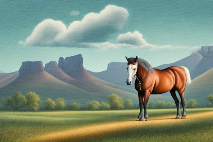 A kentucky mountain saddle horse in a rural setting in oudtshoorn