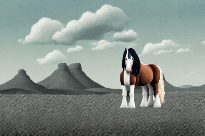 A clydesdale horse in a rural south african landscape
