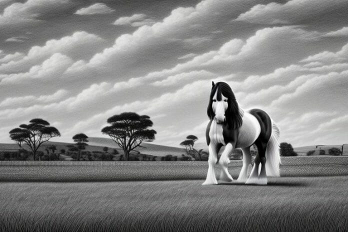 A clydesdale horse in a rural landscape in tongaat