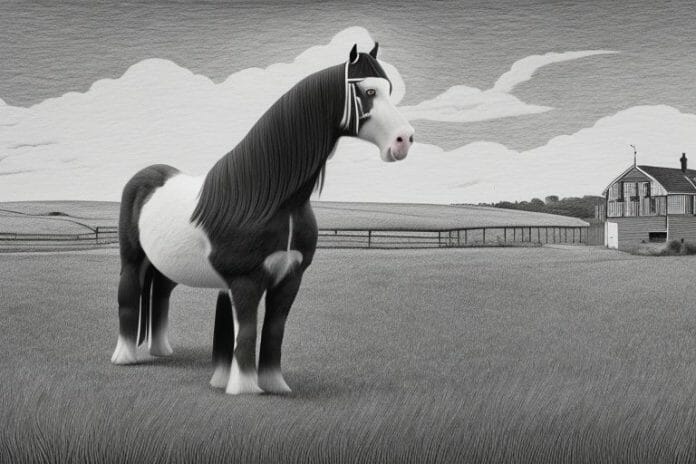 A clydesdale horse in a rural south african landscape