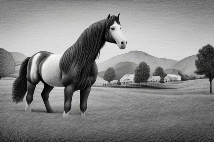 A clydesdale horse in a rural setting in pinetown