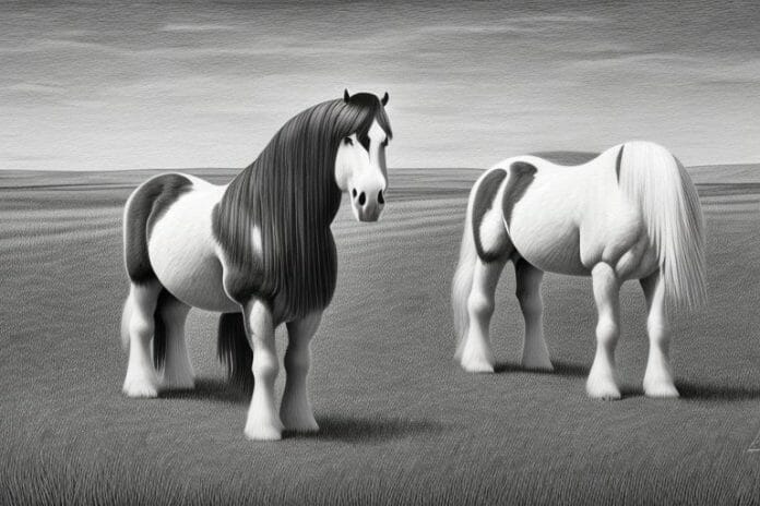 A clydesdale horse in a rural setting in king william's town