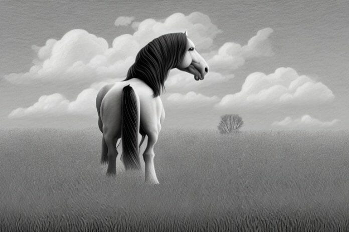 A clydesdale horse in a field in butterworth