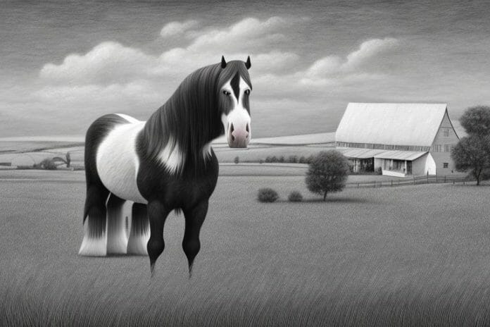 A clydesdale horse in a rural setting in south africa