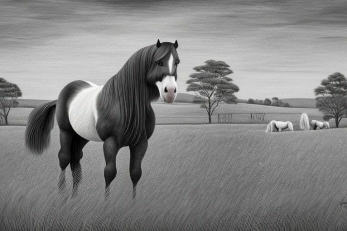 A clydesdale horse in a rural setting in sasolburg