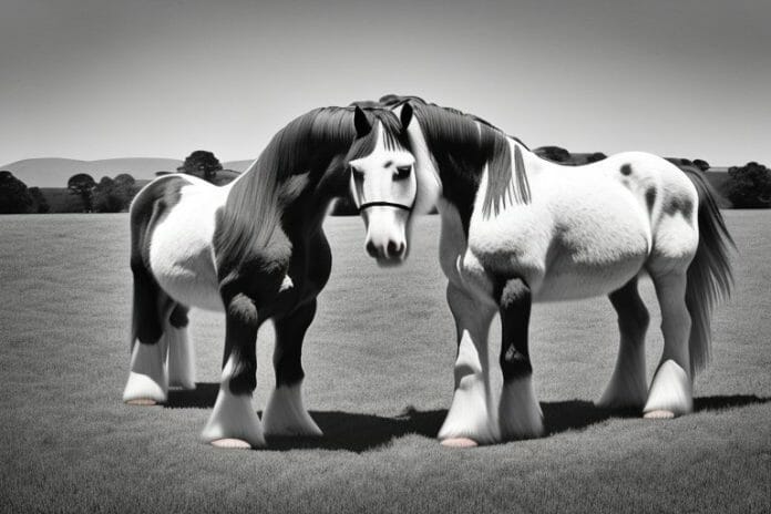 A clydesdale horse in a rural setting in virginia