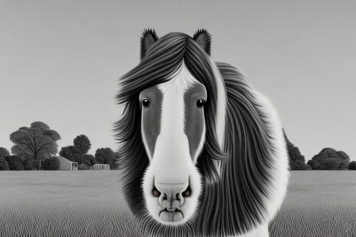 A clydesdale horse in a rural setting in gauteng