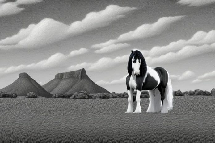 A clydesdale horse in a rural south african landscape