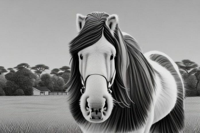 A clydesdale horse in a rural setting in johannesburg