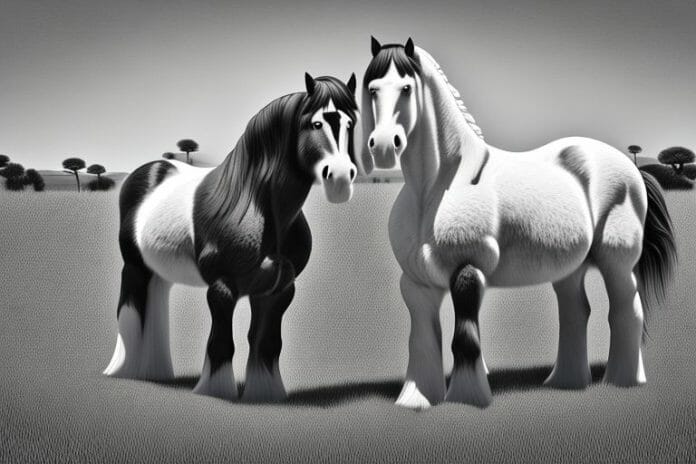 A clydesdale horse in a rural setting in soweto