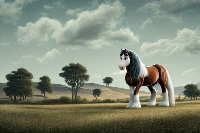 A clydesdale horse in a rural landscape in east rand