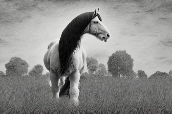 A clydesdale horse in a field in greater pretoria