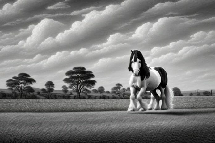 A clydesdale horse in a rural landscape in vereeniging