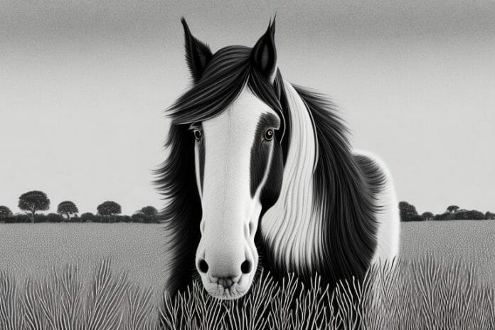 A clydesdale horse in a field in krugersdorp