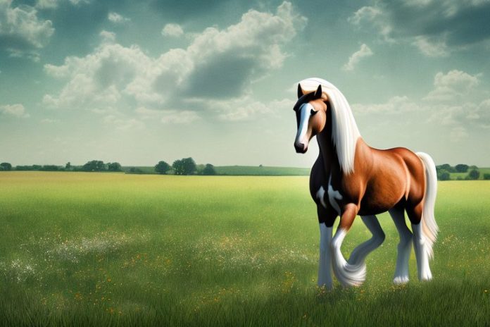 An american belgian draft horse in a rural setting