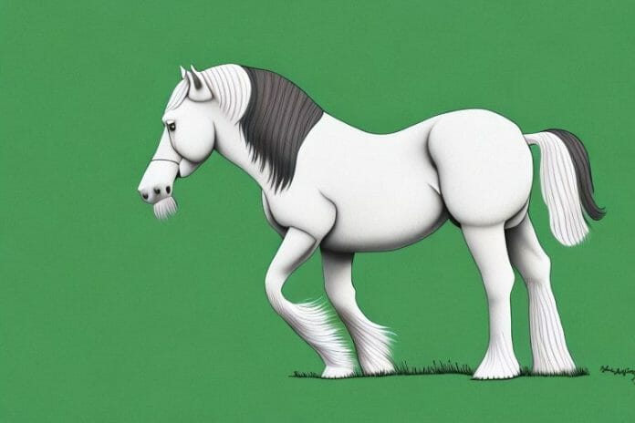 A clydesdale horse in a lush