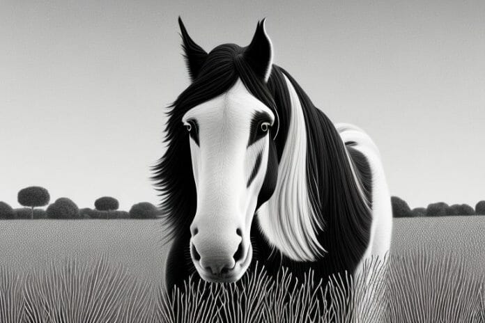 A clydesdale horse in a field in kempton park