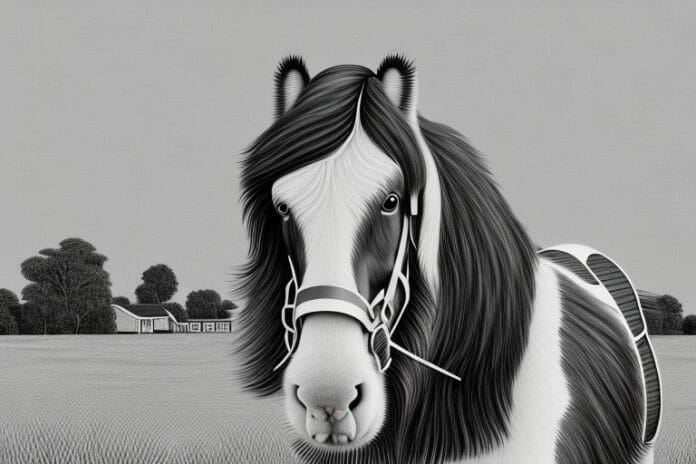 A clydesdale horse in a rural setting in roodepoort