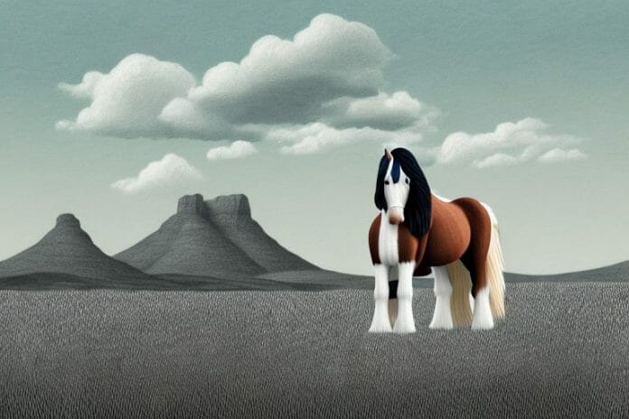 A clydesdale horse in a rural south african landscape